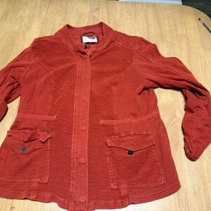 Anthropologie Jacket Utility Style Full Zip Snap Drawstring Waist Red Retro